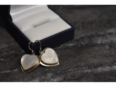 925 Sterling Silver Moonstone "Hearts" Earrings