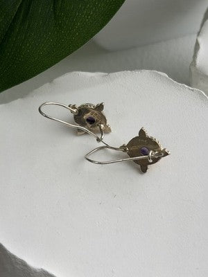 Vintage 925 Sterling Silver Amethyst Earrings