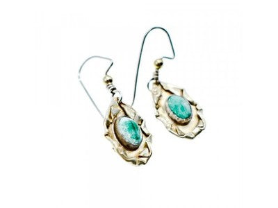 Vintage 925 Sterling Silver Malachite Earrings