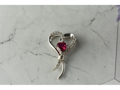 925 Sterling Silver Pink Sapphire & Colorless Quartz Pendant