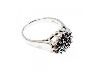925 Sterling Silver Sapphires "Flower" Ring Size 8