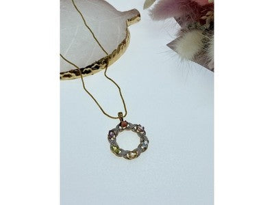 925 Sterling Silver Gold Plated Multi Gemstones "Spring" Chain With Pendant