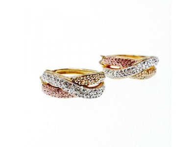 925 Sterling Silver Gold Plated Multicolor CZ Hoop Earrings