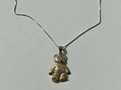 925 Sterling Silver "Bear" Chain With Pendant Italy