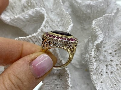 925 Sterling Silver Gold Plated CZ Ring Size 5.5