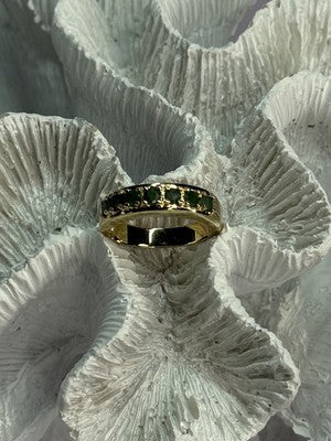 925 Sterling Silver Gold Plated Emerald Ring Size 8