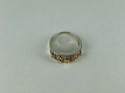 925 Sterling Silver Citrine & Quartz Ring Size 8.5