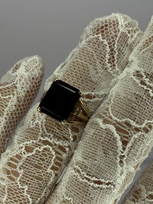 10K Yellow Gold Brown Tourmaline & Diamonds Ring Size 6