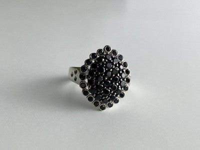 925 Sterling Silver Sapphires & CZ Ring Size 9