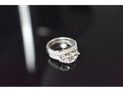 925 Sterling Silver CZ Double Ring Size 6.5