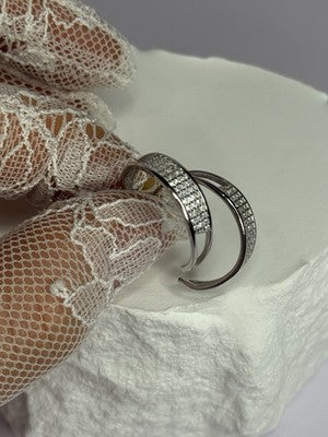 925 Sterling Silver Elegant CZ Earrings Length 0.76
