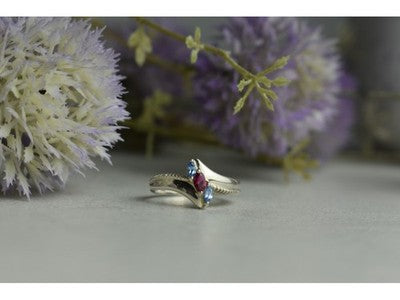 925 Sterling Silver Pink Spinel & Topaz Ring Size 7