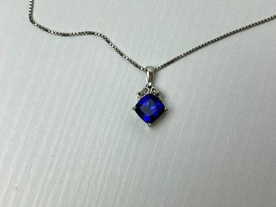 925 Sterling Silver London Blue Topaz Ring & Chain With Pendant Set