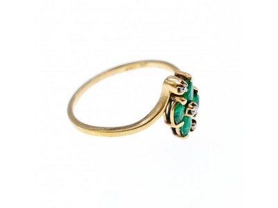 10K Yellow Gold Emerald & Diamonds Ring Size 6.75
