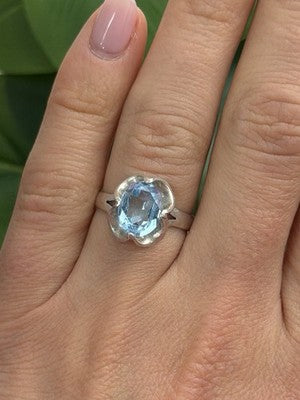 925 Sterling Silver Blue Topaz Ring Size 7.5