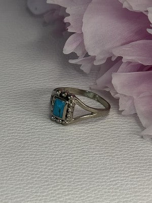 925 Sterling Silver Turquoise Ring Size 7.5