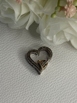 925 Sterling Silver White Topaz Heart Pendant Length 0.75 Inch