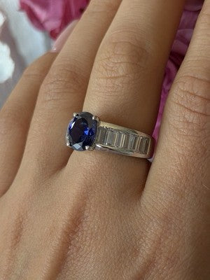 925 Sterling Silver Tourmaline & Beryl Ring Size 8