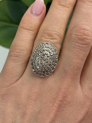 Beautiful Vintage 925 Sterling Silver Marcasite Ring Size 6