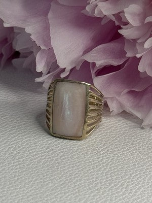 925 Sterling Silver Pink Abalone Ring Size 7.5