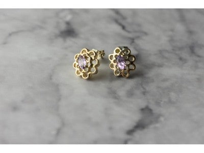 925 Sterling Silver Amethyst Stud Earrings