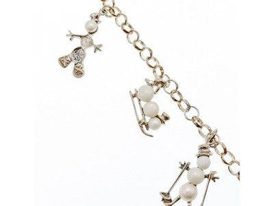 925 Sterling Silver Pearls "Snowmen" Bracelet