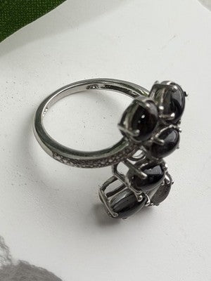 925 Sterling Silver Black Star Sapphire Ring Size 7