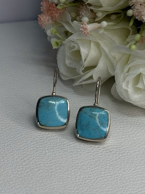 925 Sterling Silver Larimar Earrings Length 1.13 Inch