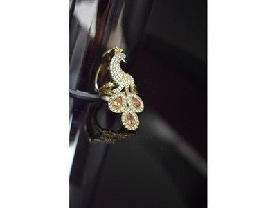 925 Sterling Silver Heliodor, CZ & Turquoise "Firebird" Ring Size 9.5