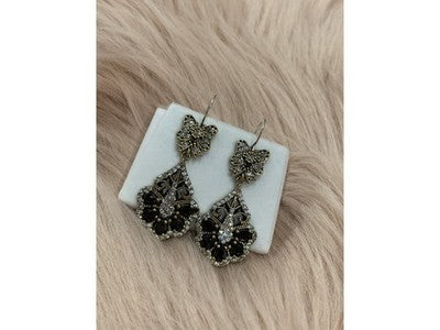 925 Sterling Silver Black Tourmaline (Sherl) & CZ SET
