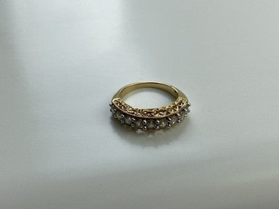 925 Sterling Silver Gold Plated White CZ Ring Size 7