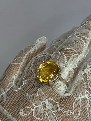 925 Sterling Silver Citrine Ring Size 7