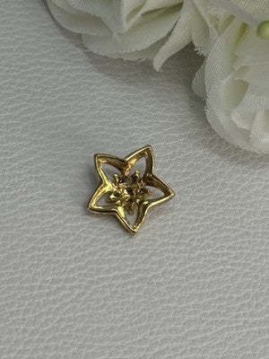 10K Yellow Gold Diamond Star Pendant Length 0.50 Inch