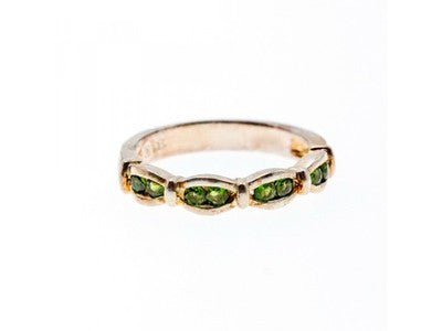 925 Sterling Silver Emeralds Ring Size 7