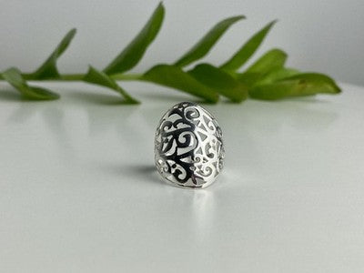 925 Sterling Silver Openwork Ring Size 7