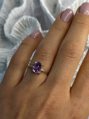 925 Sterling Silver Amethyst Ring Size 6.5