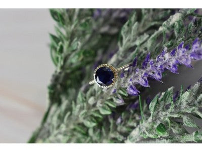925 Sterling Silver Sapphire Classic Ring Size 8