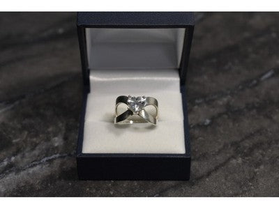 925 Sterling Silver CZ "Heart" Ring Size 8