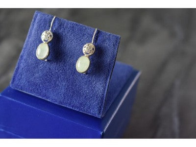 925 Sterling Silver White Jadeite Earrings