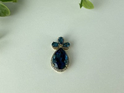 925 Sterling Silver Gold Plated Aquamarine & CZ Pendant