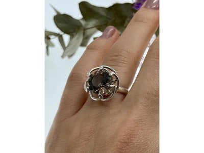 925 Sterling Silver Brown Tourmaline Ring Size 6.5