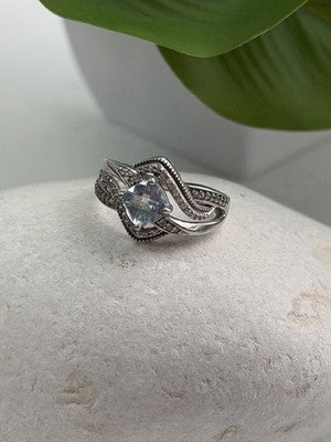 JWBR 925 Sterling Silver Topaz & Beryl Ring Size 7