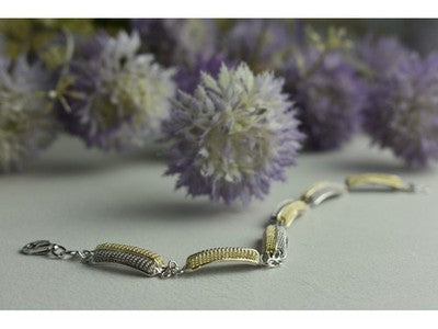 925 Sterling Silver Gold Plated Bracelet Italy Size 7.5 IN