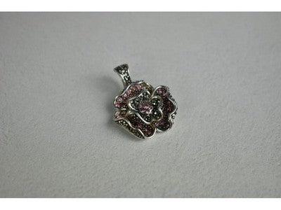 925 Sterling Silver Spinel & Marcasites "Rose" Pendant