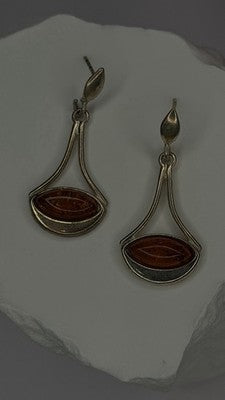 925 Sterling Silver Amber Drop Earrings