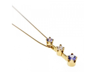 14K Yellow Gold Tanzanite & White Sapphire Chain With Pendant