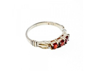 925 Sterling Silver Spessartine & CZ Ring Size 8