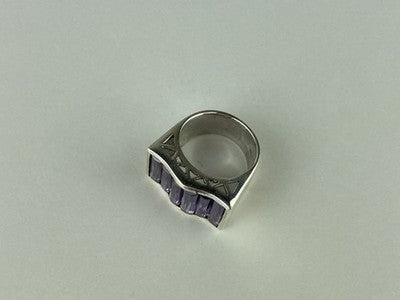 925 Sterling Silver Purple Tourmaline Ring Size 6