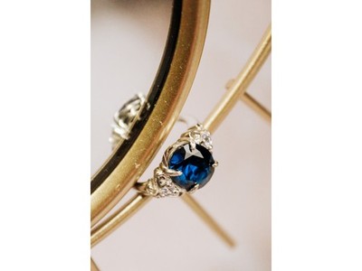 925 Sterling Silver Sapphire & Iolite Ring Size 8.5