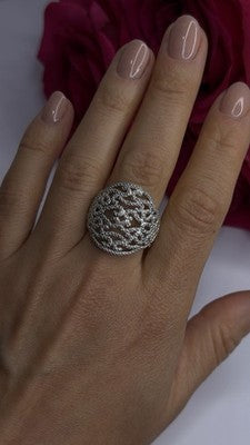 Elegant 925 Sterling Silver Diamonds Ring Size 9
